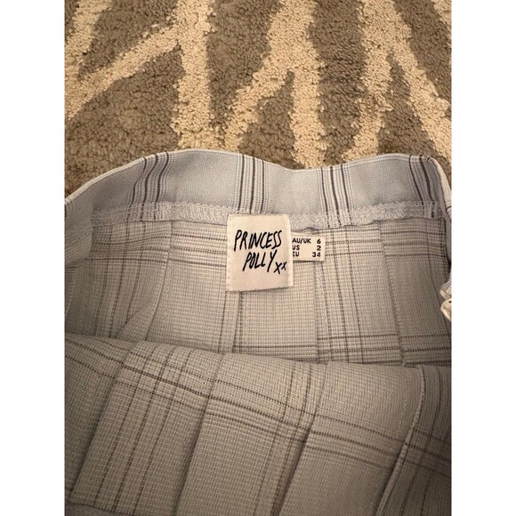 Light Blue Plaid Pleated Princess Polly Mini Skirt - Picture 3 of 3